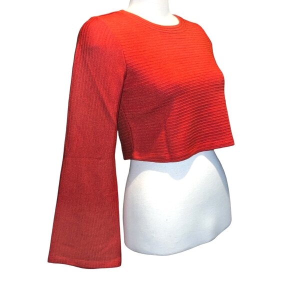 Band of the Free NWT Alize Rust Long Sleeve Crop Top Sz Medium Womens Orange - Picture 7 of 13